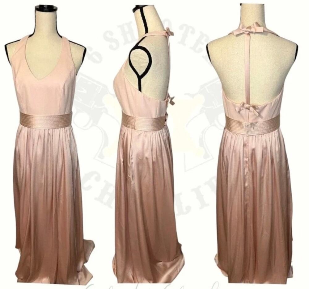 David’s Bridal White Vera Wang Blush Satin Halter Gown Size 14 NWT Formal Dress